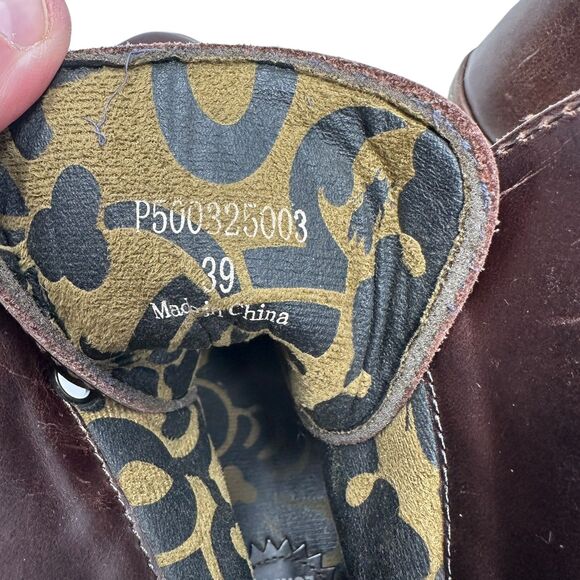 Fly London Dark Brown Leather Lace Up Yip Ruched Ankle Wedge Boots Size 39 -8/5 - Picture 5 of 8